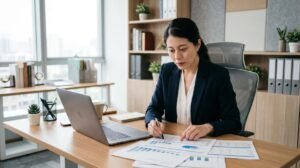 Pessoa consultando informações sobre negativação indevida no SPC em um notebook