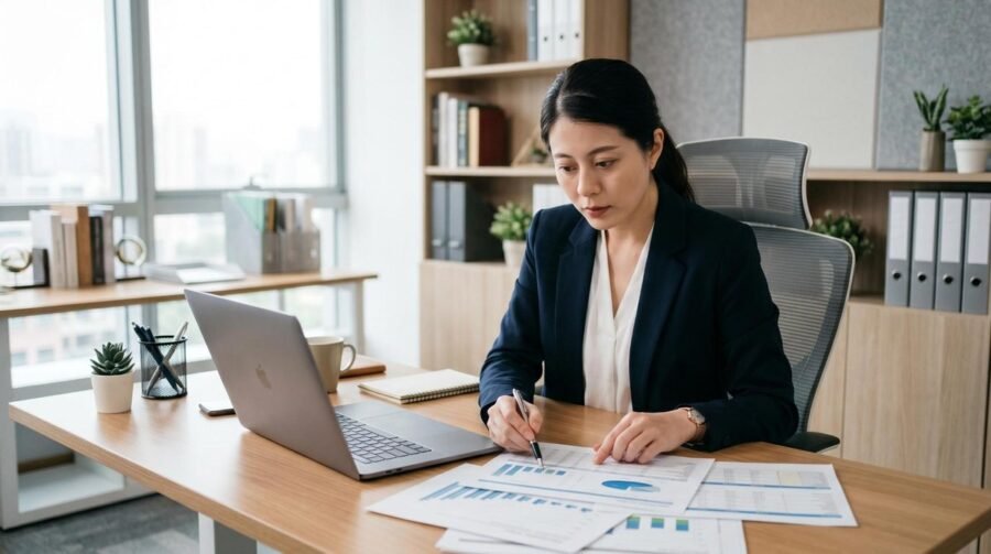 Pessoa consultando informações sobre negativação indevida no SPC em um notebook